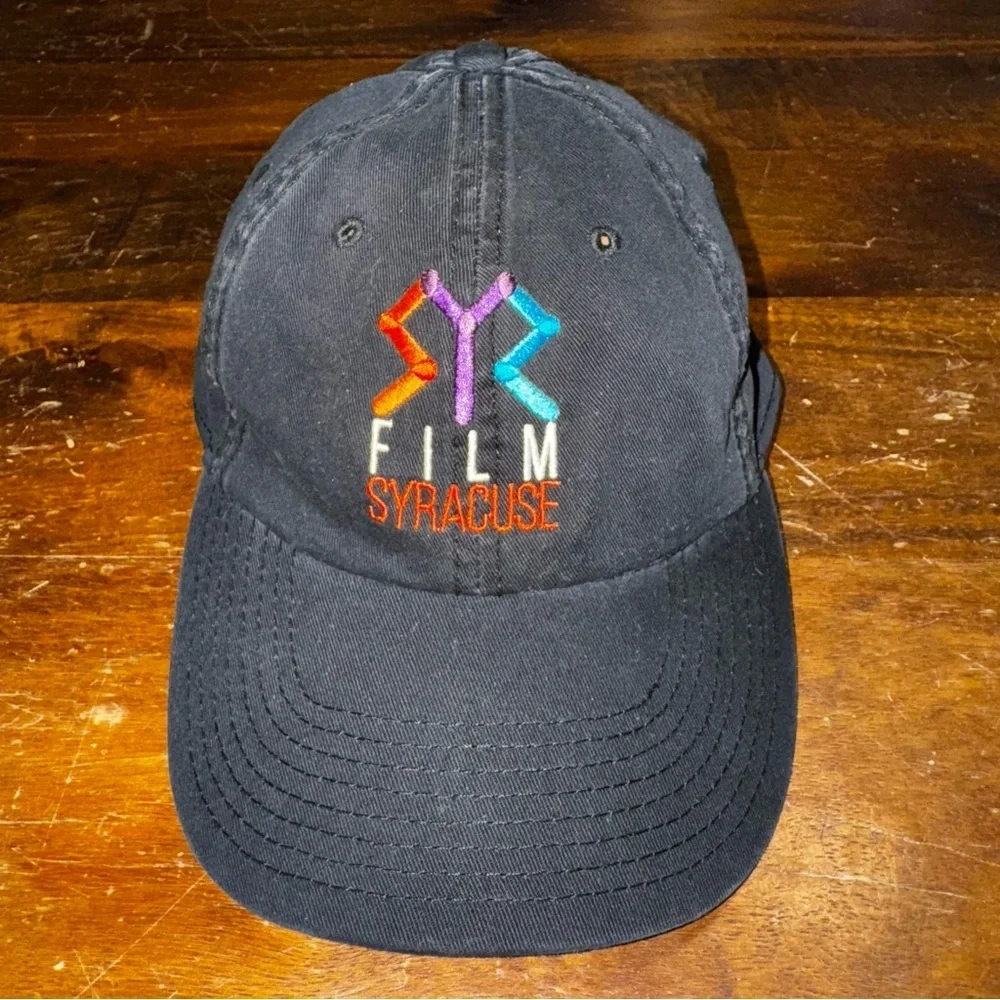 Rare Vtg Syracuse Hat Embroidered “SYR” FILM SYRACUSE Black Adjustable Hat Cap